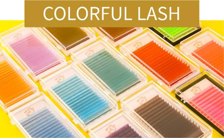 Color Lash Extension Purple Blue Color Individual Eyelashes Russian Volume Lash Tray